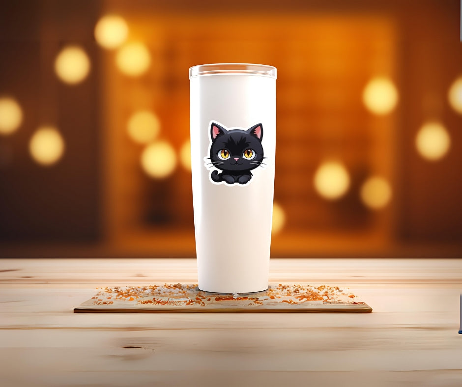 Charming Cute Black Cat Vinyl Sticker | WonderFun.io